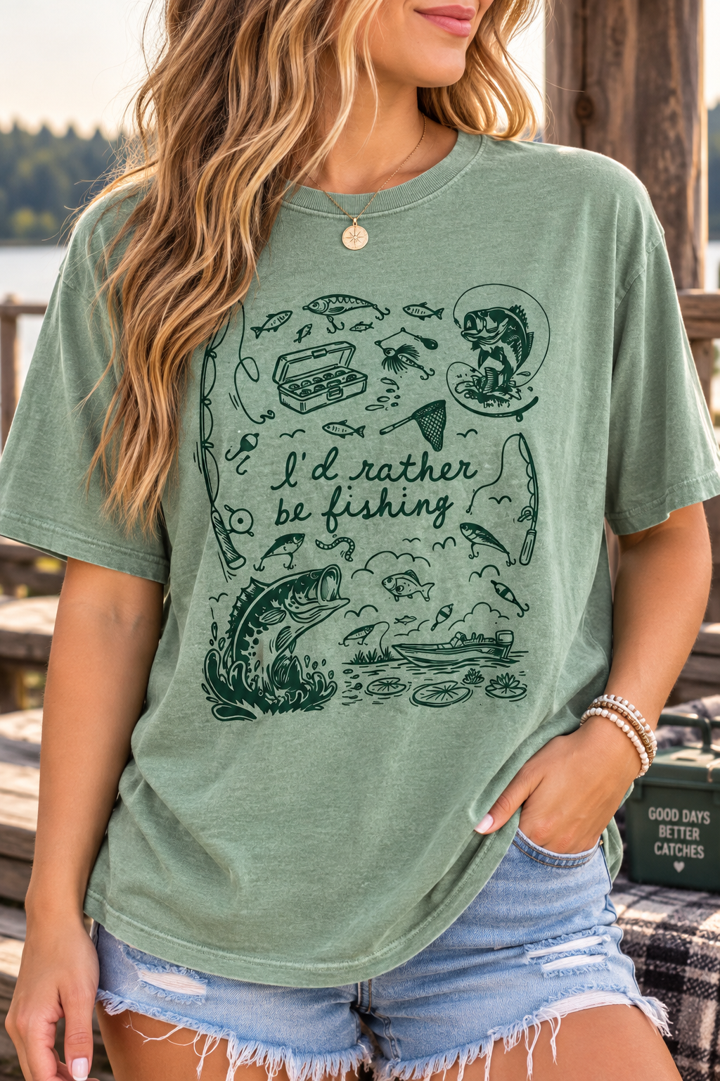 I'd rather be fishing tee